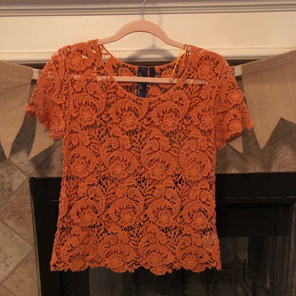 Orange lace boutique top